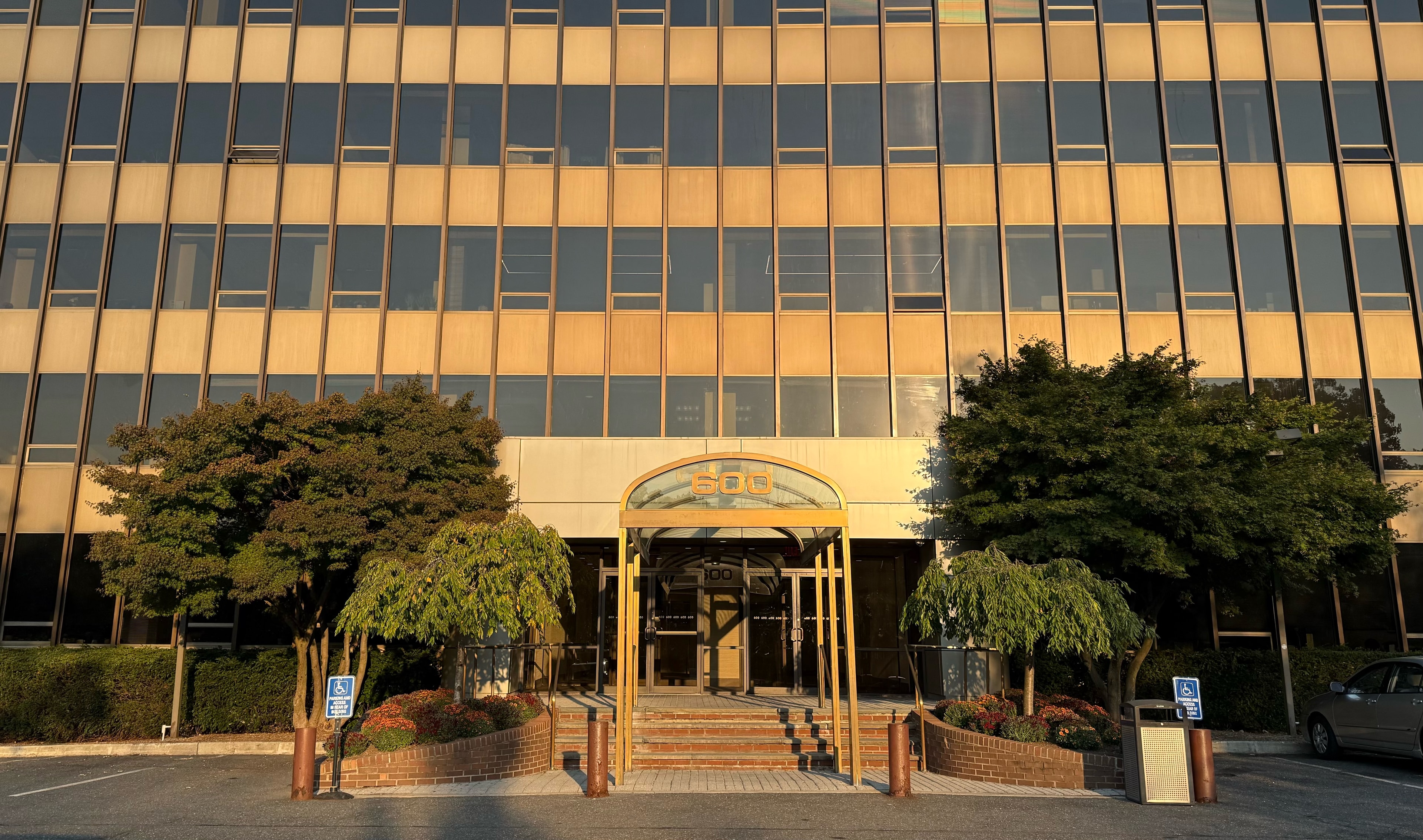 600 Mamaroneck Avenue — entrance to the office building in Harrison, NY